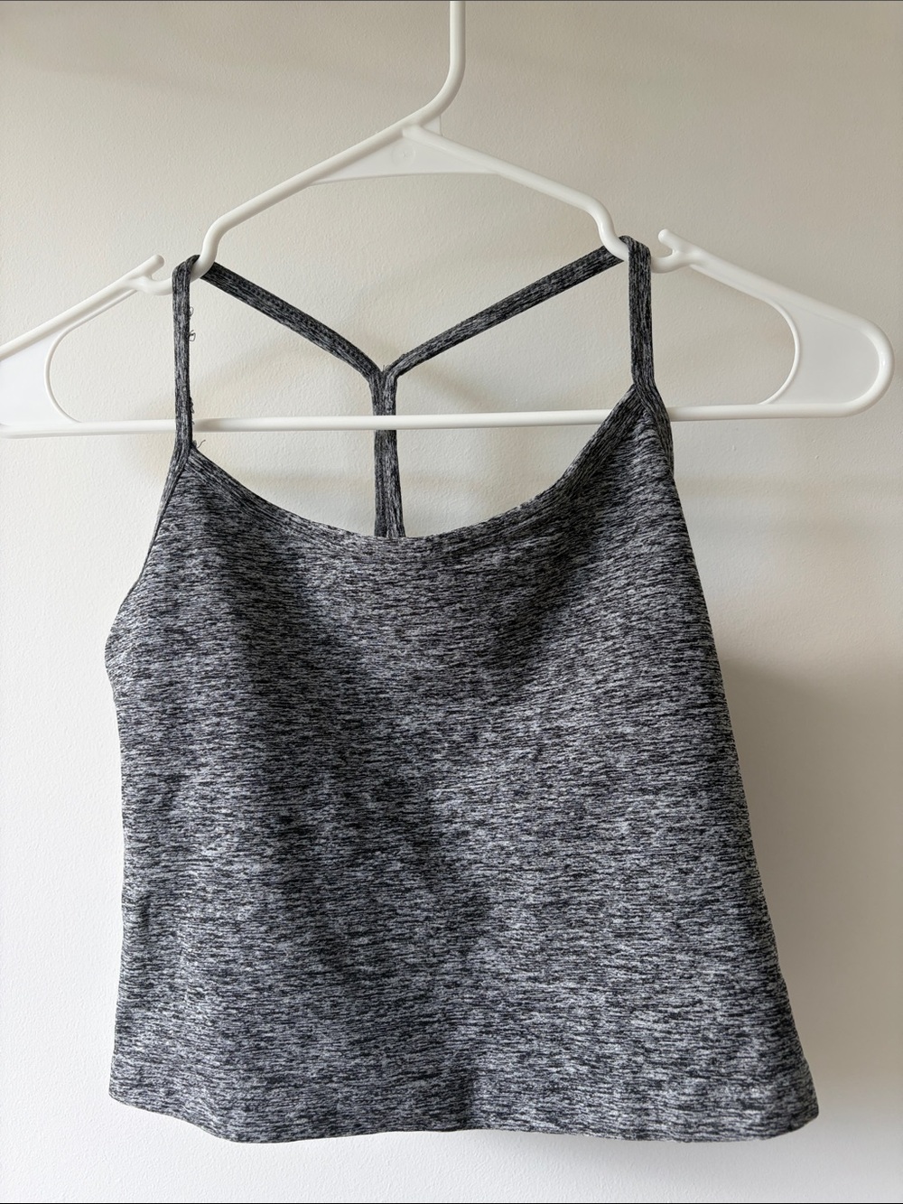 Beyond Yoga Heathered Charcoal Gray T-Back Tank